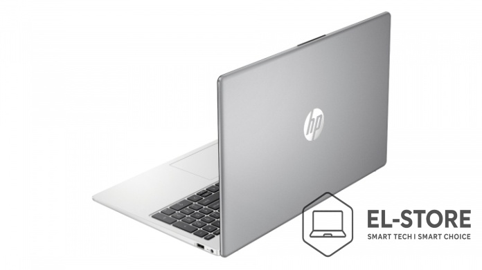 Laptop HP 250 G10 srebrny – widok z tyłu, elegancka aluminiowa pokrywa z logo HP, lekki i solidny notebook biznesowy | El-Store.pl Poznań Gdańsk Katowice